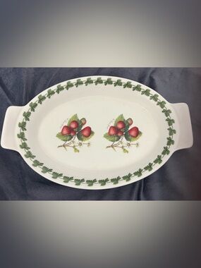 Portmeirion Strawberry Oval Serving Platter - White, Red, Green